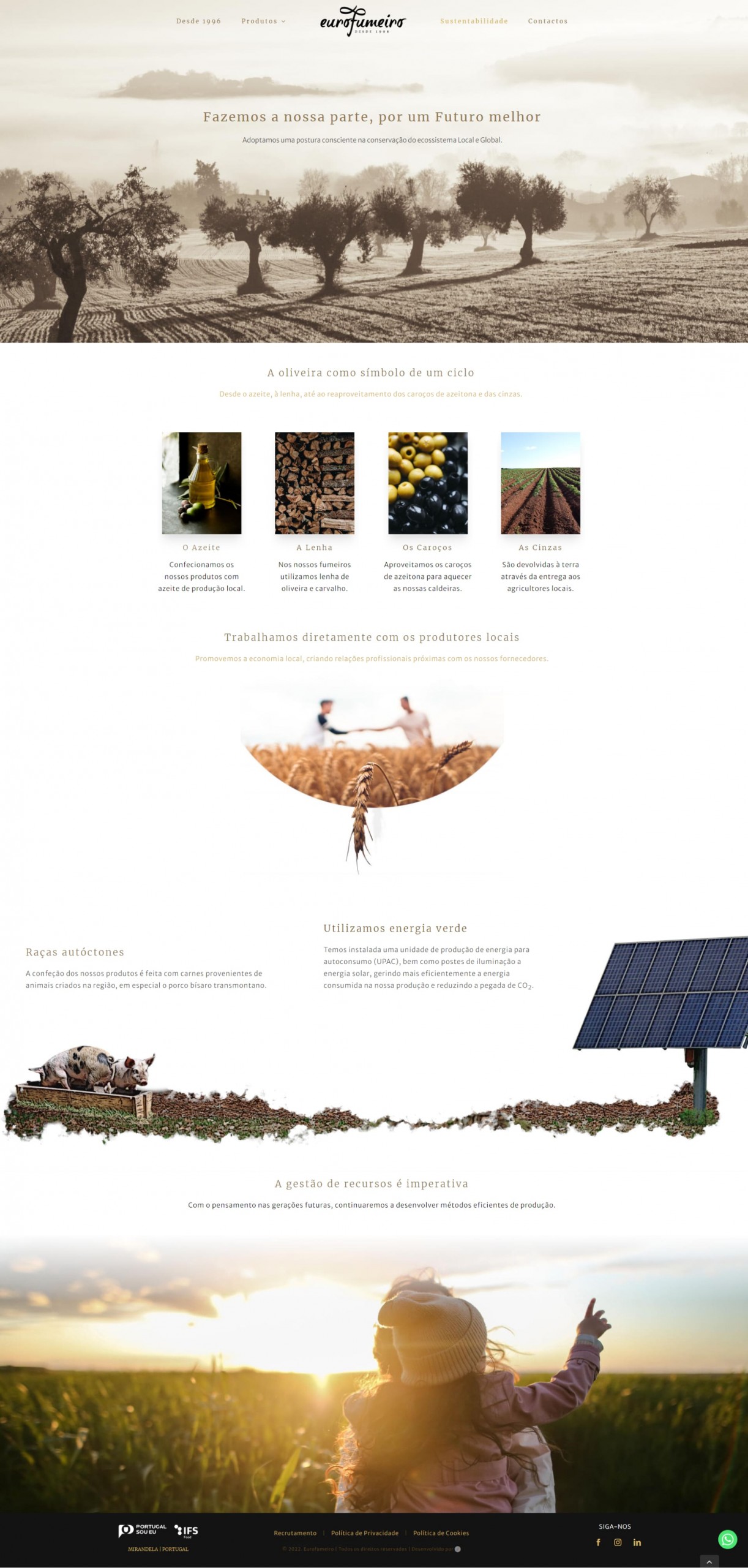 Página da sustentabilidade do website da Eurofumeiro
