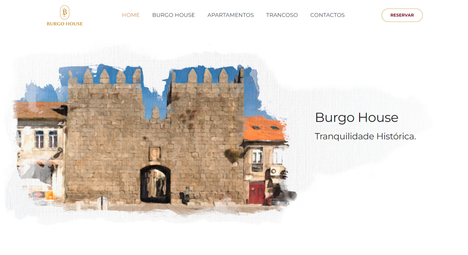 Homepage do website do Alojamento Local Burgo House, versão desktop