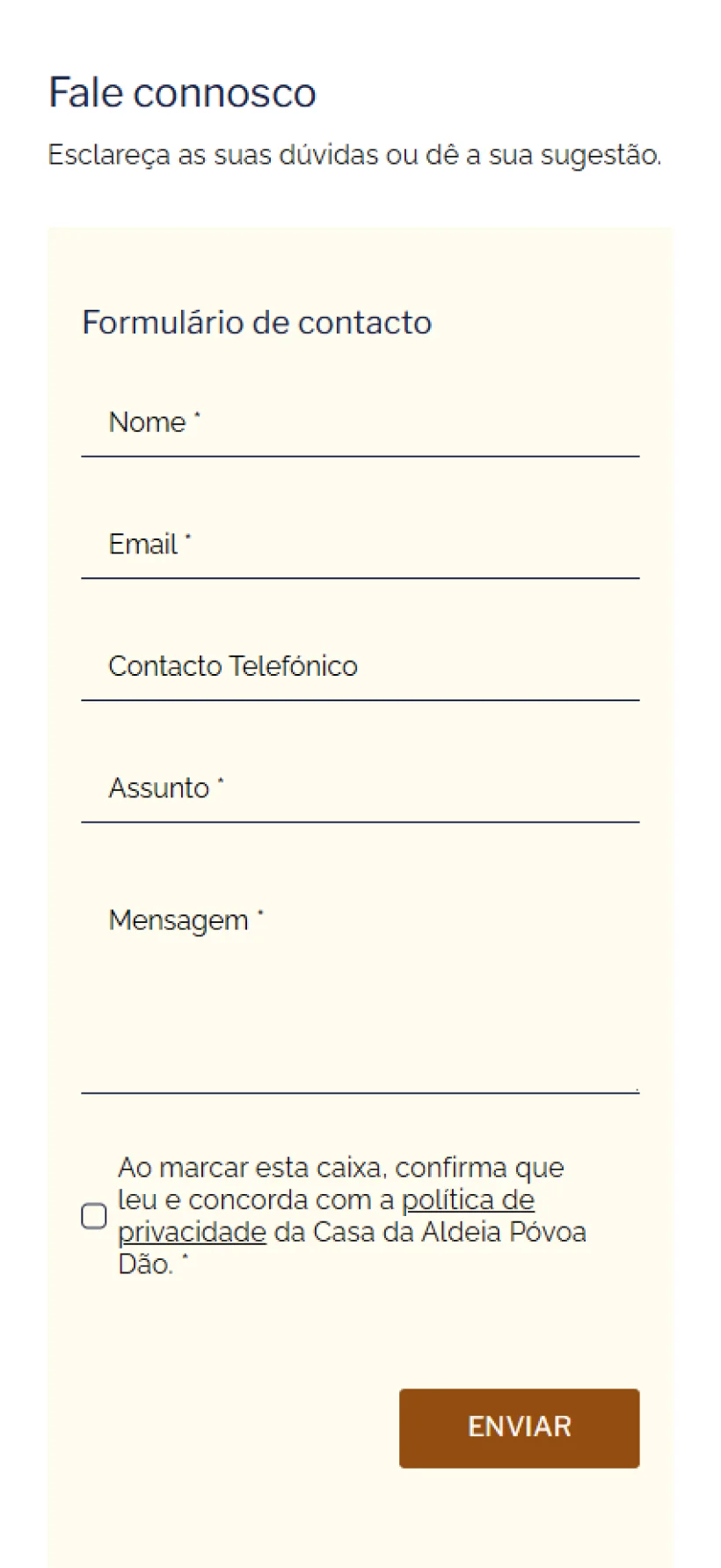 Contactos Casa da Aldeia Póvoa Dão versão mobile