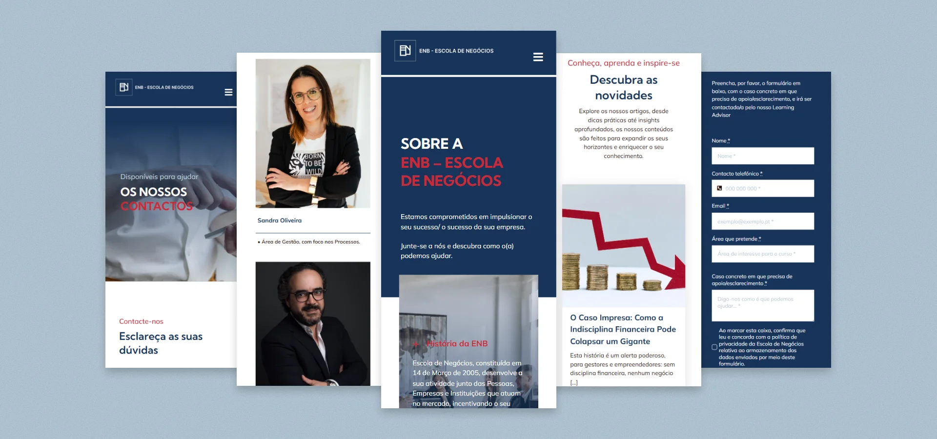 Ecrãs mobile ENB - Escola de Negócios