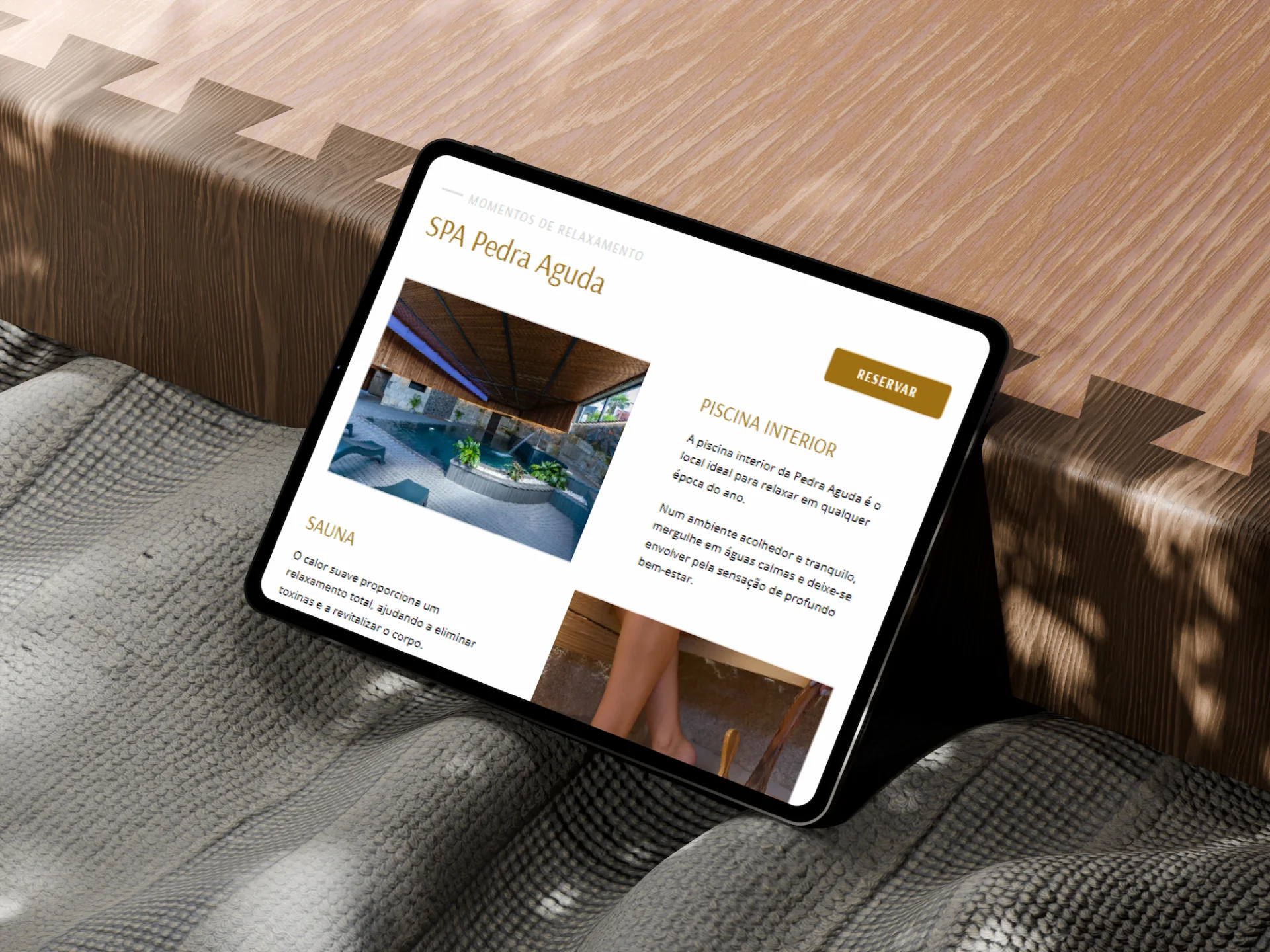 Mockup versão tablet da página SPA – Alojamento Pedra Aguda SPA Mockup versão tablet da página SPA do Alojamento Pedra Aguda SPA