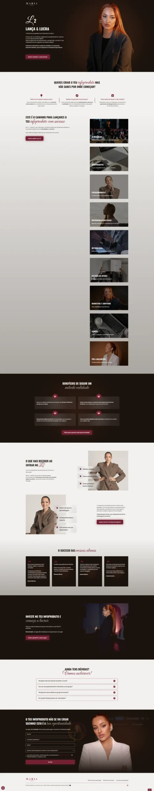 Landing page Lança e Lucra Landing page Lança e Lucra, Maria Maia Academy