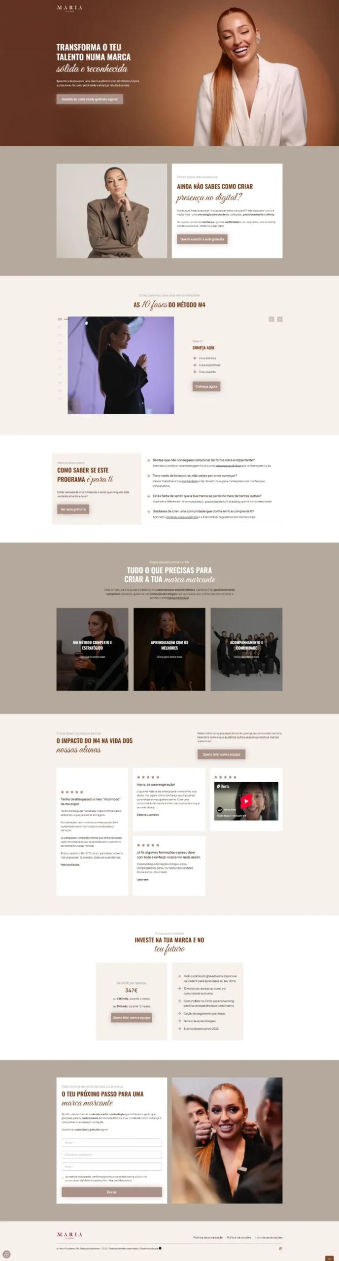 Landing page M4 – Marcas Marcantes Landing page M4 - Marcas Marcantes, Maria Maia Academy