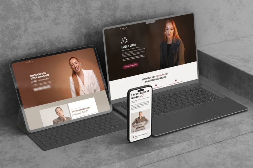 Mockup landing pages Maria Maia Academy Mockup landing pages Maria Maia Academy
