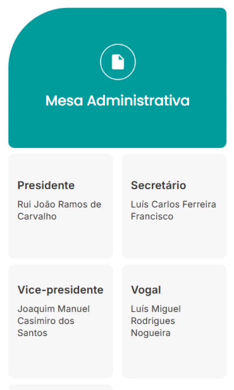 Página órgãos sociais da Confraria Santa Eulália versão mobile